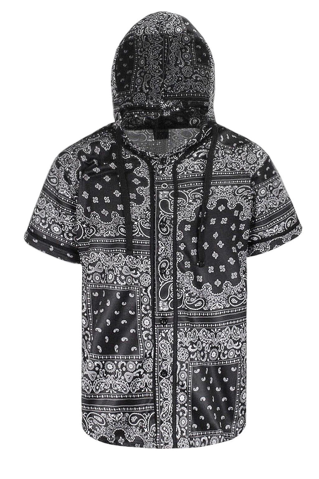 Men's Essential Hooded Bandana Baseball Short Sleeve Jersey