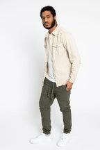 Distressed Denim Button Up Shirt Jacket