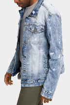 Acid Bleached Distressed Denim Jacket