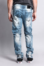 Zipper Cut Grease Wash Biker Jeans