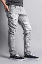 Scribbled Bleach Washed Jeans