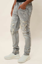 Faded Ripped Repair Denim Jeans
