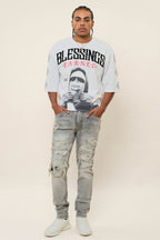 Faded Ripped Repair Denim Jeans