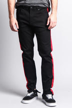 Men's Solid Side Striped Pants with Zipper