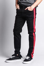 Men's Solid Side Striped Pants with Zipper