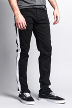 Men's Solid Side Striped Pants with Zipper