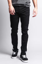 Men's Solid Side Striped Pants with Zipper