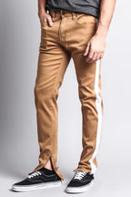 Men's Solid Side Striped Pants with Zipper