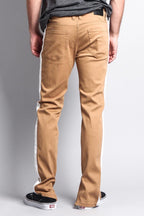 Men's Solid Side Striped Pants with Zipper