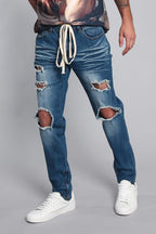 Distressed Fade Denim Jeans