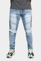 Moto Ribbed Skinny Denim Jeans