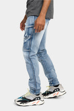 Moto Ribbed Skinny Denim Jeans