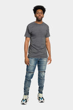 Moto Zipper Skinny Denim Jeans