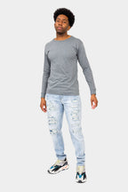 Distressed Paint Splattered Faded Jeans