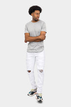 Distressed Solid Color Slim Fit Jeans