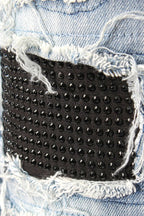 Paint Splatter Rhinestone Denim Jeans