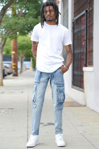 Utility Cargo Relaxed Slim Fit Denim Jeans