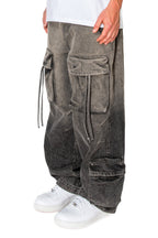 Men's Baggy Fit Faded Wash Cargo Jeans