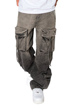 Men's Baggy Fit Faded Wash Cargo Jeans