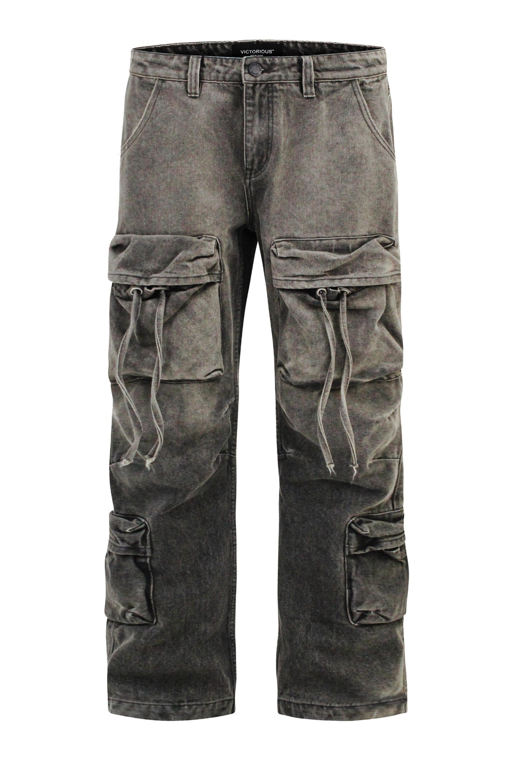 Men's Baggy Fit Faded Wash Cargo Jeans