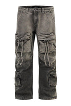 Men's Baggy Fit Faded Wash Cargo Jeans