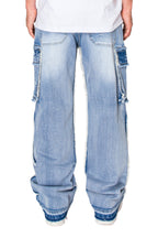 Men's Loose Fit Raw Edge Cargo Jeans
