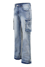 Men's Loose Fit Raw Edge Cargo Jeans