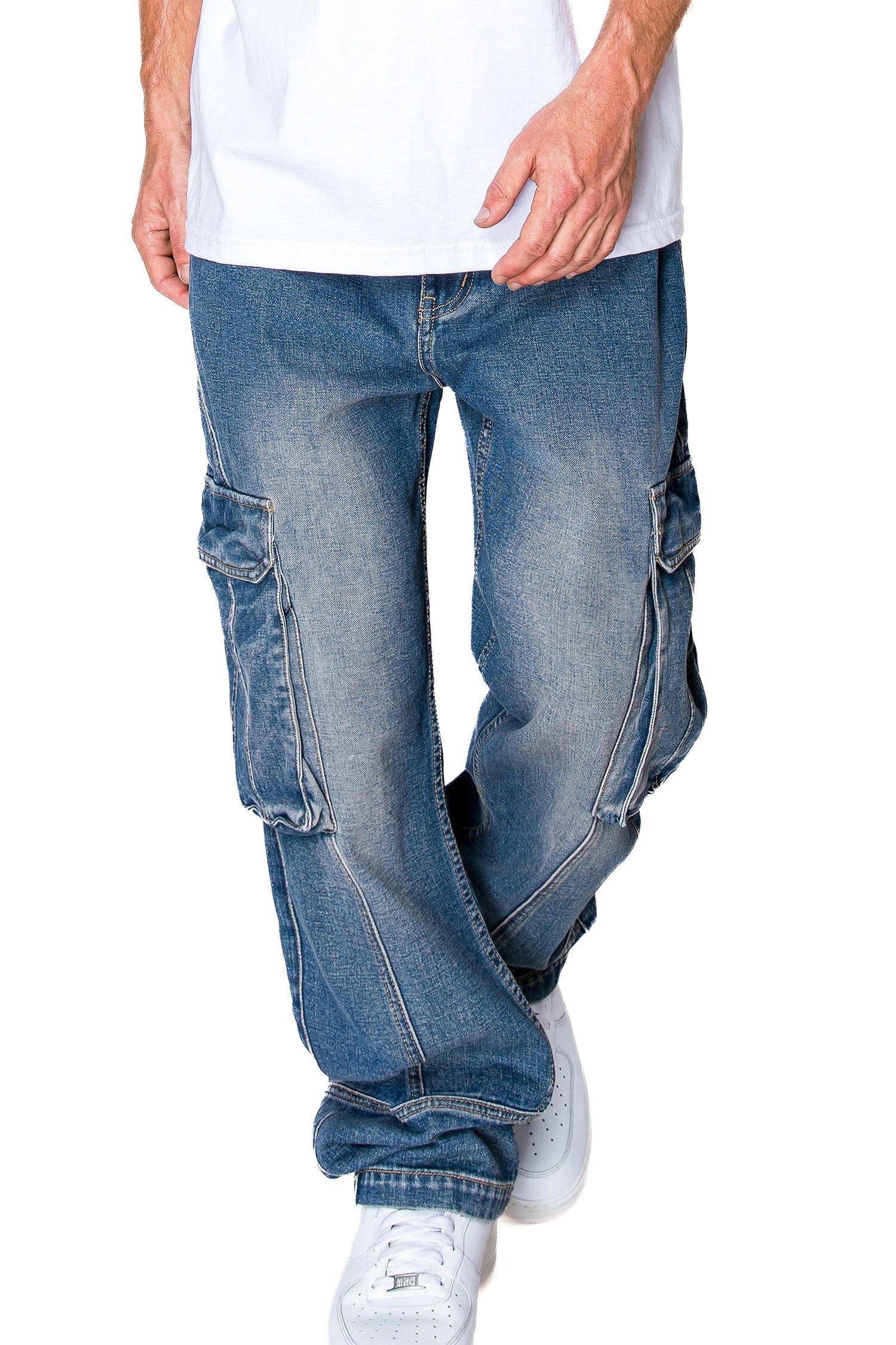 Men's Baggy Fit Cargo Denim Jeans