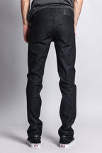 Men's Skinny Fit Raw Denim Jeans (Black)