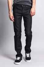 Men's Skinny Fit Raw Denim Jeans (Black)