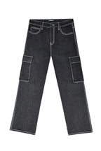 Baggy Fit Raw Denim Cargo Jeans