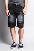 Faded Zipper Front Biker Shorts
