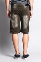 Faded Zipper Front Biker Shorts