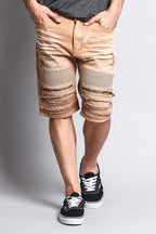 Faded Zipper Front Biker Shorts