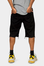 Ripped Raw Hem Denim Shorts