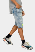 Neon Paint Splatter Denim Shorts