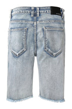 Multi Color Crystal Embellished Denim Shorts