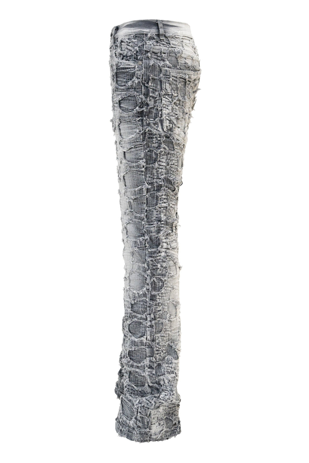 Men's Heavy Distressed Stitched Stacked Layer Denim Jeans