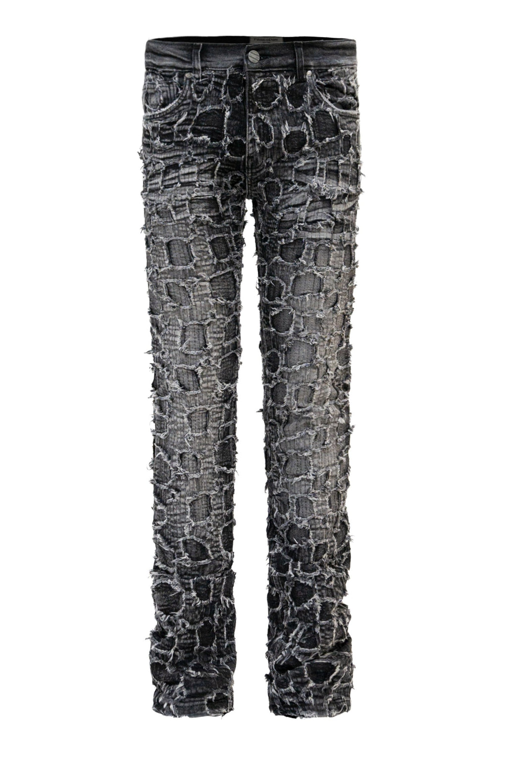 Men's Heavy Distressed Stitched Stacked Layer Denim Jeans