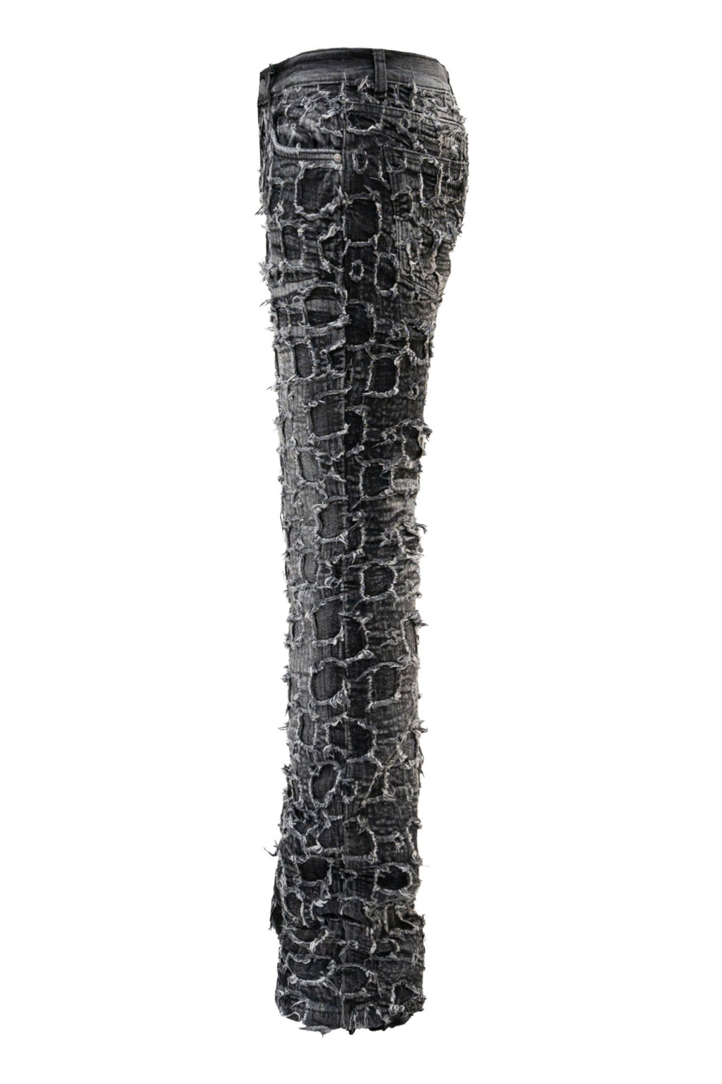 Men's Heavy Distressed Stitched Stacked Layer Denim Jeans