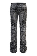 Men's Heavy Distressed Stitched Stacked Layer Denim Jeans