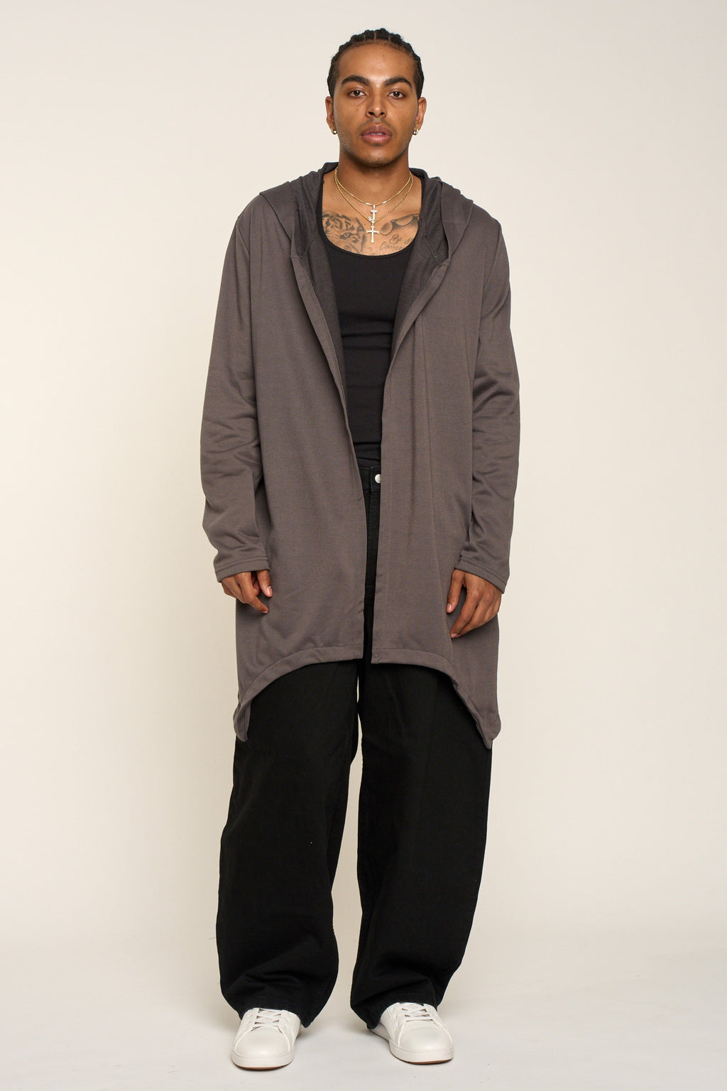 Long Length Drape Cape Cardigan Hoodie
