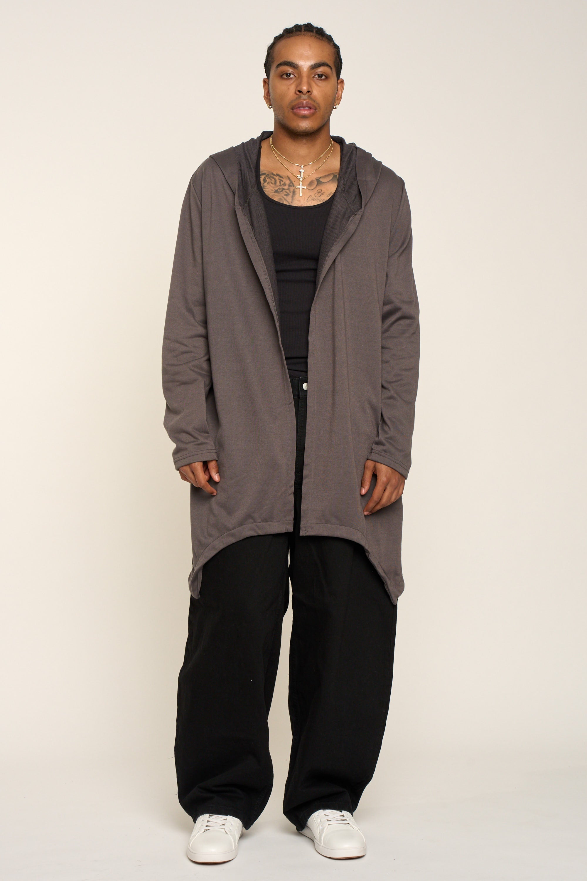 Long Length Drape Cape Cardigan Hoodie