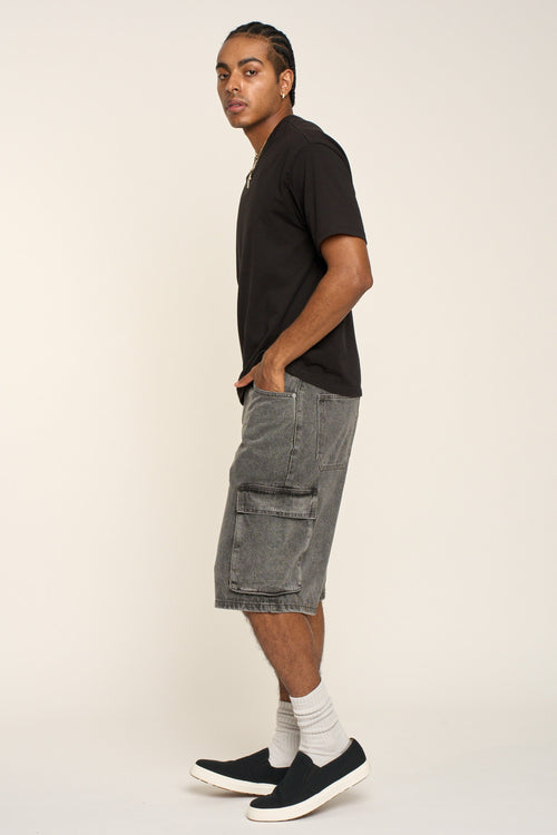 Baggy Fit Cargo Denim Shorts