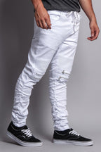 Scrunch Stacked Biker Twill Jogger Pants