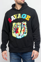 Colorful Chenille Patched Savage Tiger Hoodie