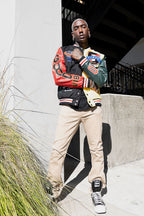 Patched Good Vibes Varsity Jacket