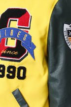 Patched Good Vibes Varsity Jacket