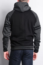 Men's Contrast Raglan Striped Sleeve Pullover Hoodie