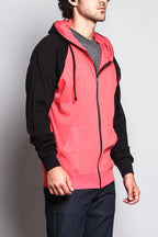Men's Contrasting Zip Up Hoodie